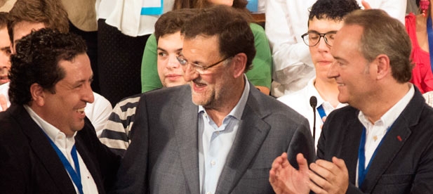 Javier Moliner con Mariano Rajoy y Alberto Fabra hoy en la clausura de la Convención del PPCV